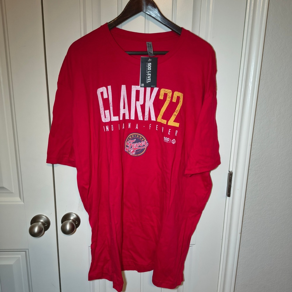 Caitlin Clark 22 Indiana Fever 500 Level Red T-Shirt WNBA NBPA Mens 3XL NEW